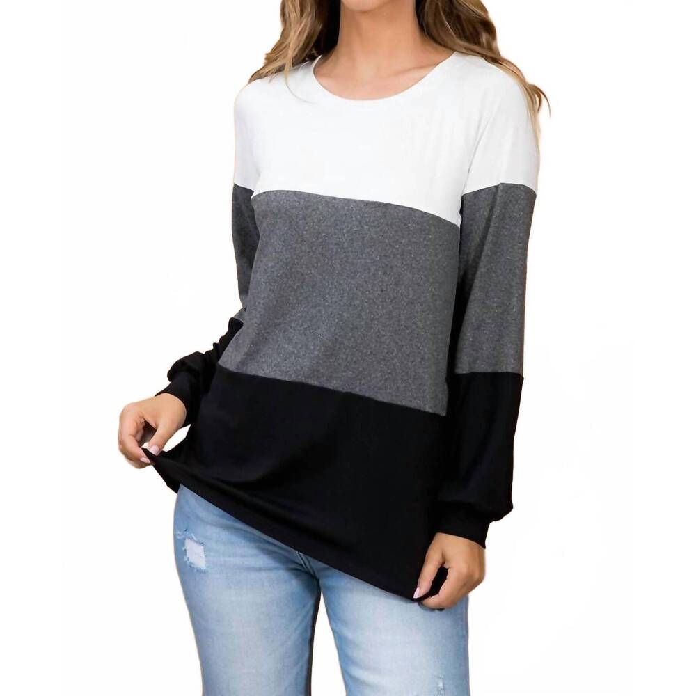 NEW YOU AND ME long sleeve sweater in black/grey
